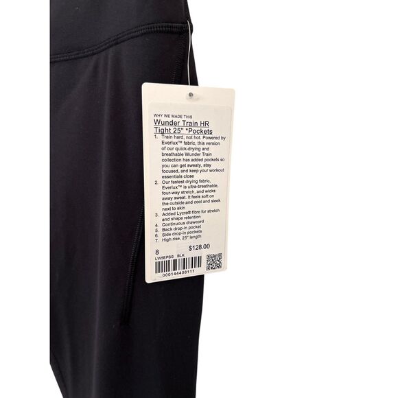 Lululemon Wunder Train HR Tight with Pockets 25"size 8 Black NWT Authentic - Picture 7 of 8